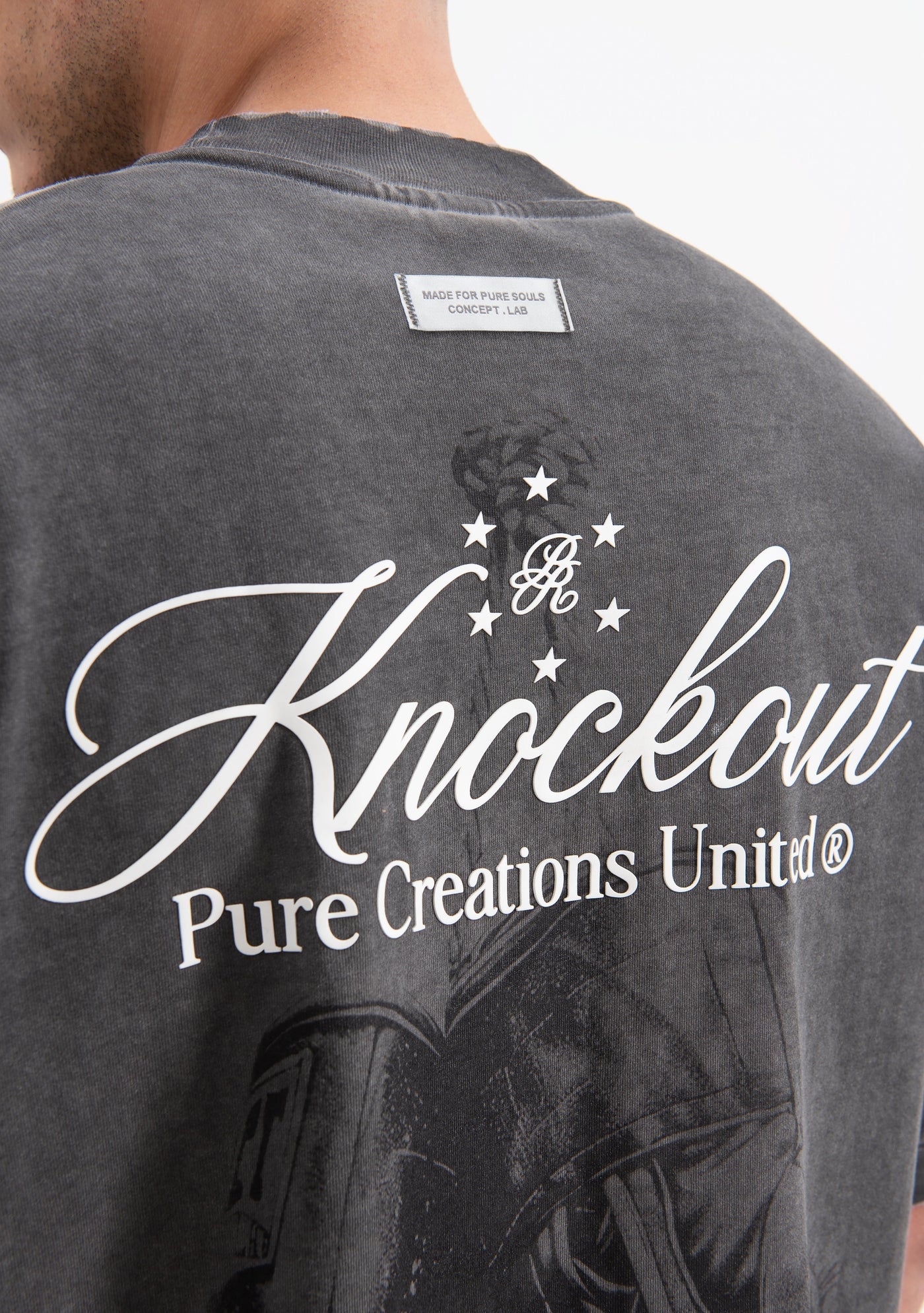 CAMISETA OVERSIZE NEGRO LAVADO KNOCKOUT GLOVES