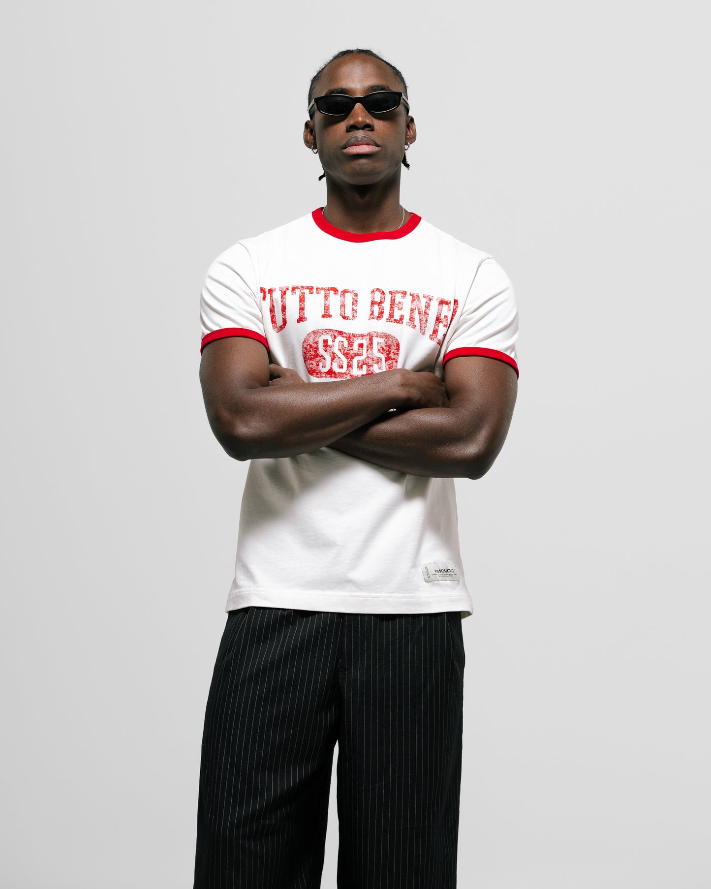 Camiseta Tutto Bene Ringer Fit Blanco Hueso MONOIC