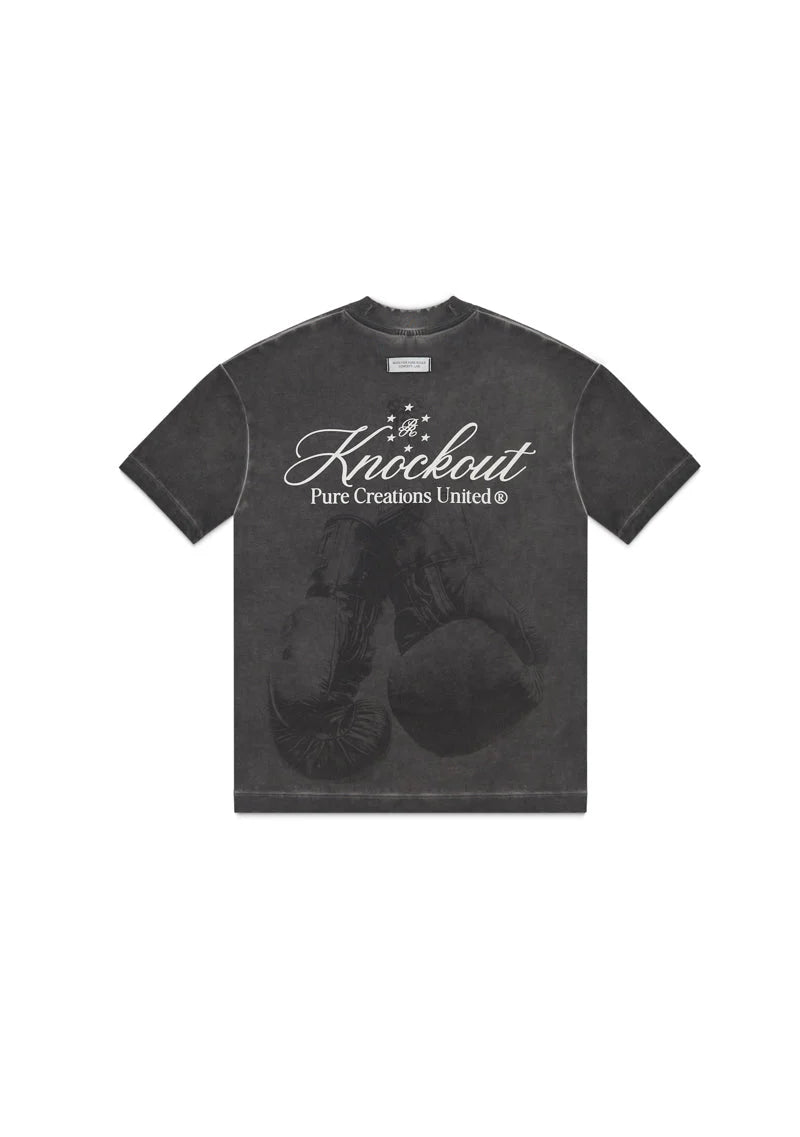 CAMISETA OVERSIZE NEGRO LAVADO KNOCKOUT GLOVES