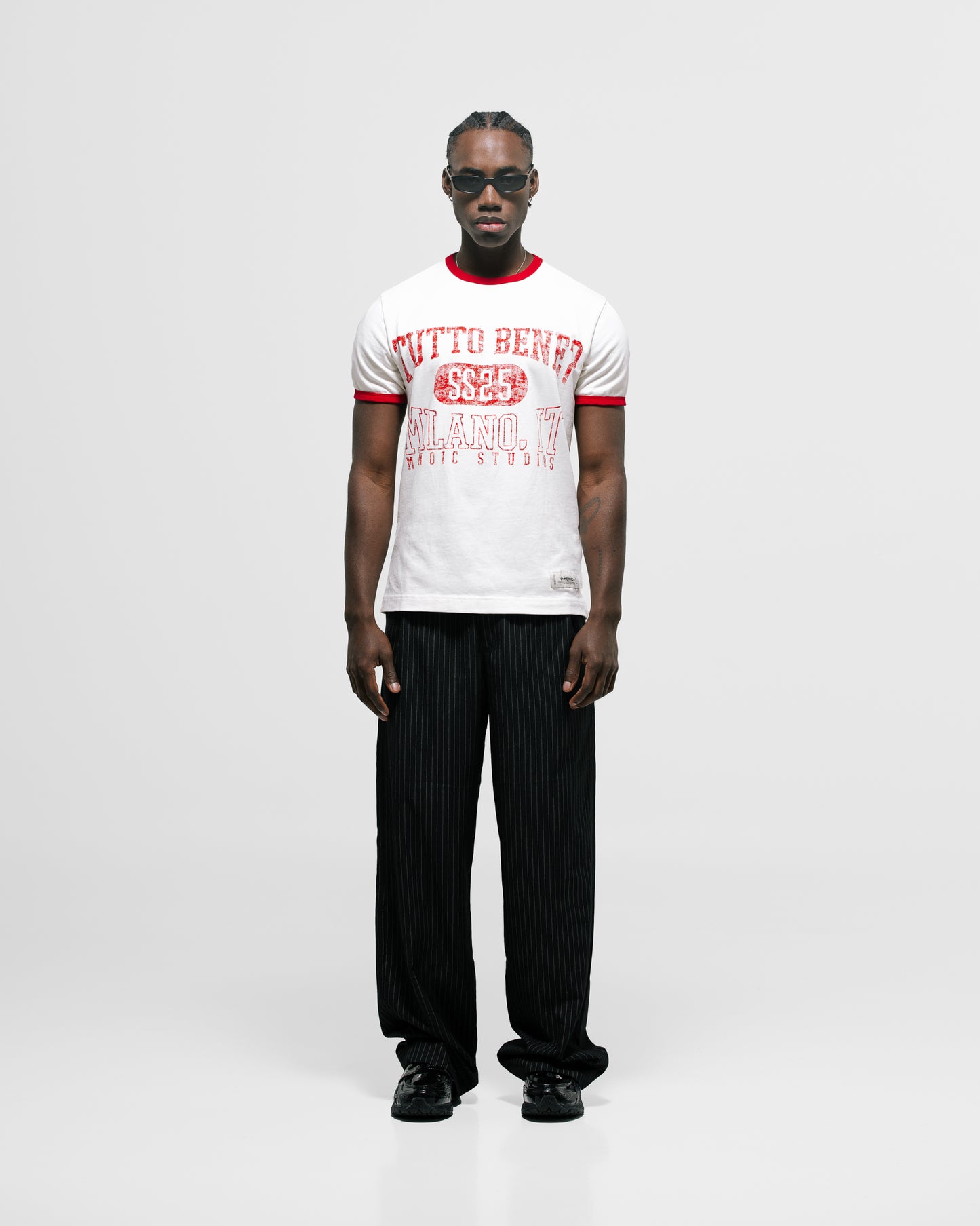 Camiseta Tutto Bene Ringer Fit Blanco Hueso MONOIC