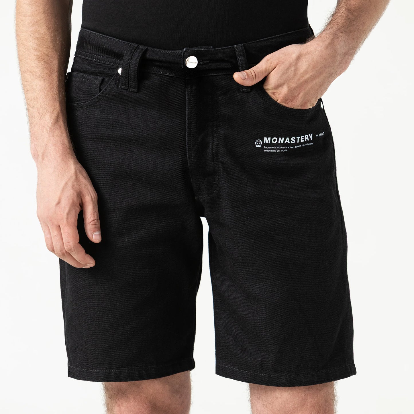 PANTRER DENIM SHORT BLACK MONASTERY