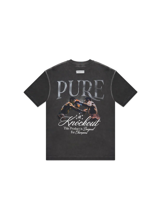 CAMISETA OVERSIZE KNOCKOUT BLACK FIGTH NEGRA LAVADA