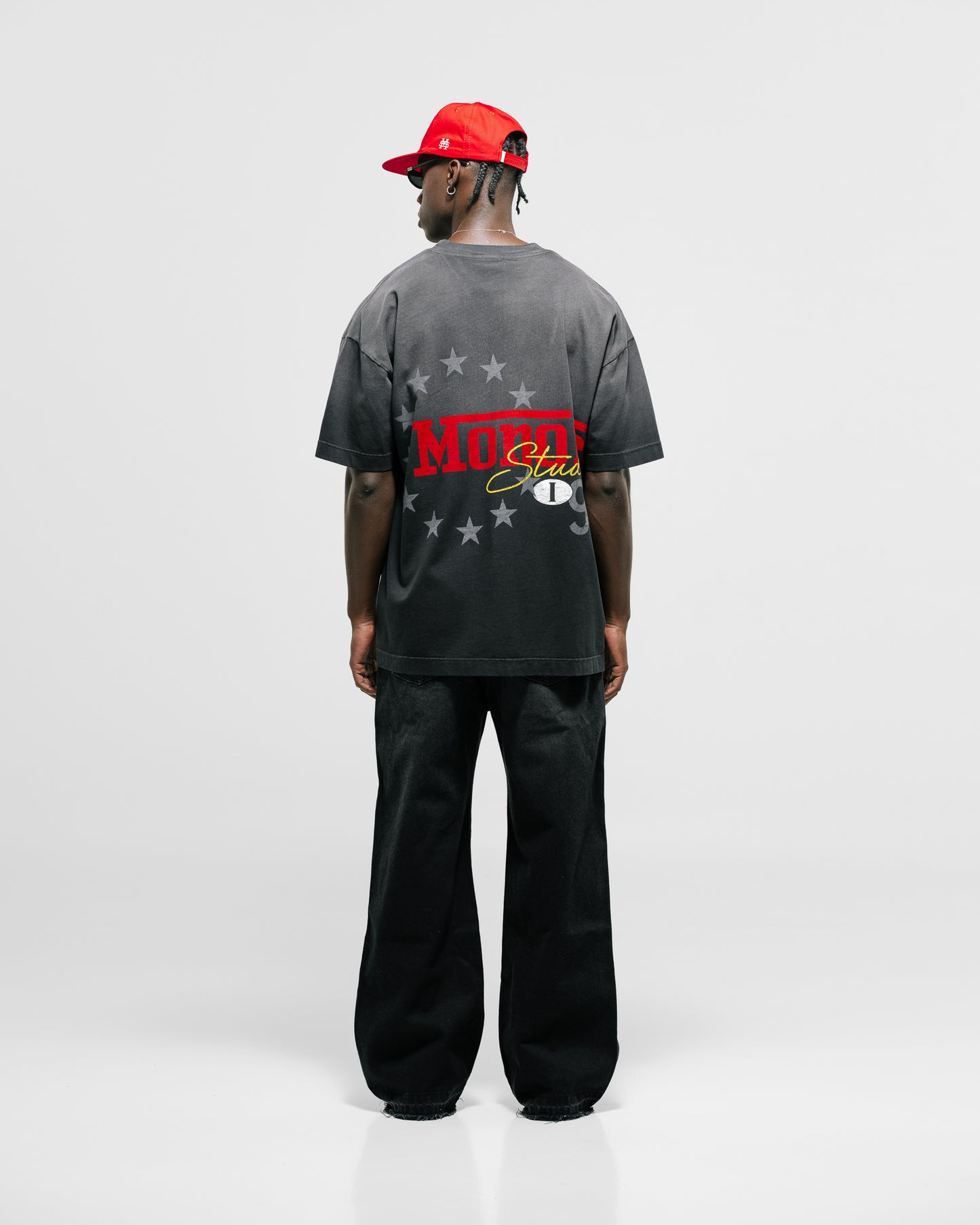 Camiseta Oversized Fit Monza Negro Desgastado MONOIC