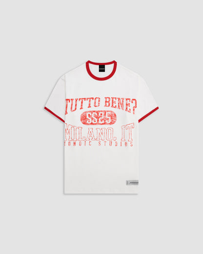 Camiseta Tutto Bene Ringer Fit Blanco Hueso MONOIC