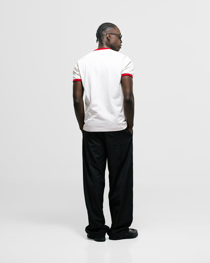 Camiseta Tutto Bene Ringer Fit Blanco Hueso MONOIC