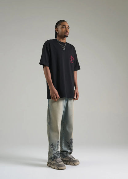 VELVET T-SHIRT OVERSIZED BLACK AP CROWN