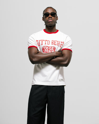 Camiseta Tutto Bene Ringer Fit Blanco Hueso MONOIC