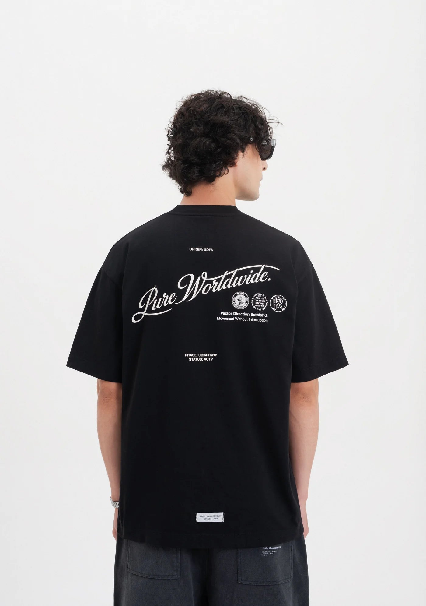 ACROSS THE LINES BLACK PURE WORLDWIDE T-SHIRT PURE