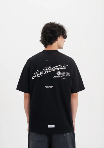 ACROSS THE LINES BLACK PURE WORLDWIDE T-SHIRT PURE