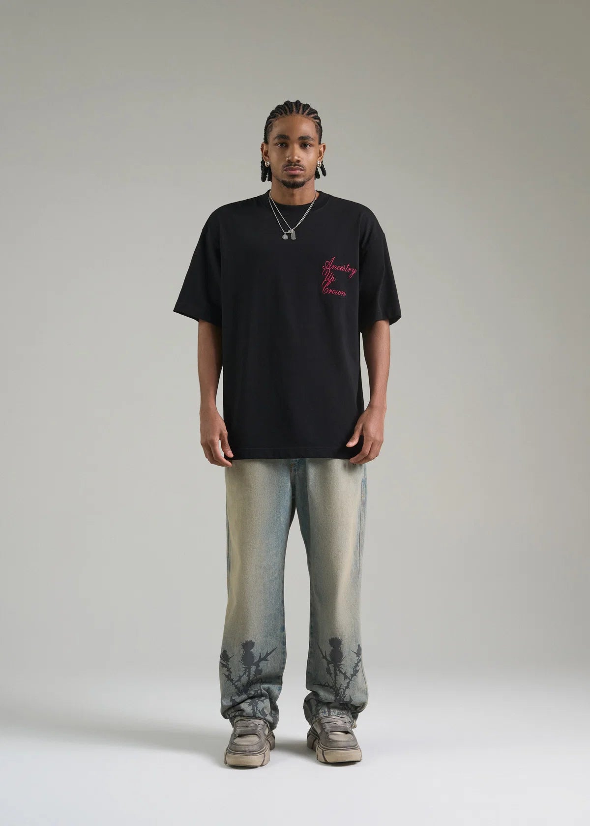 VELVET T-SHIRT OVERSIZED BLACK AP CROWN