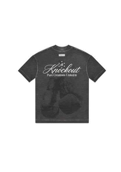 CAMISETA OVERSIZE NEGRO LAVADO KNOCKOUT GLOVES
