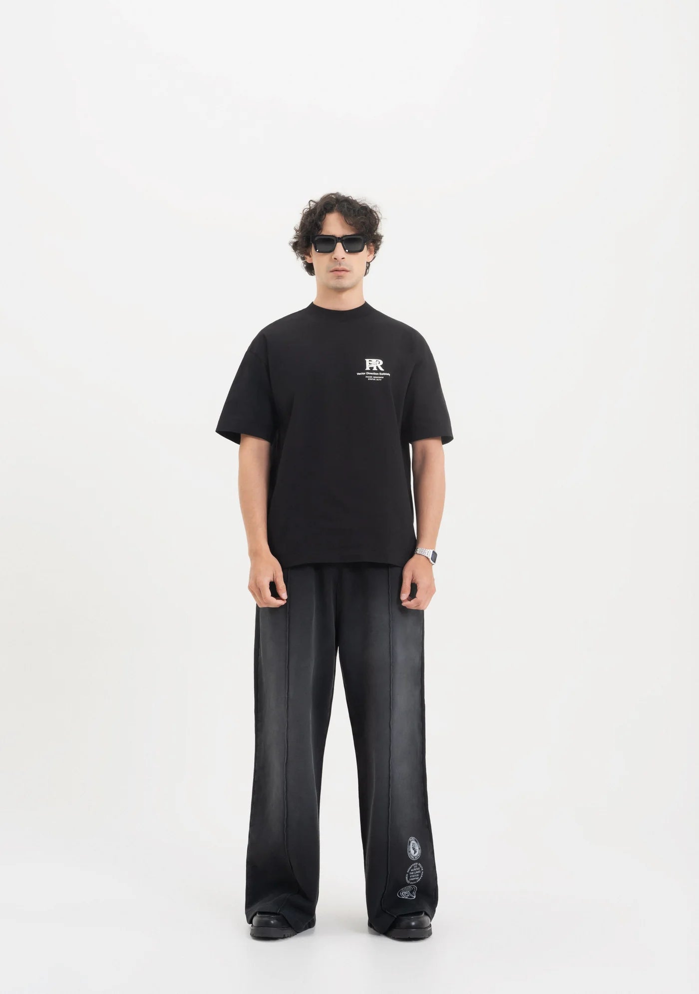 ACROSS THE LINES BLACK PURE WORLDWIDE T-SHIRT PURE
