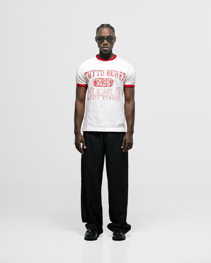 Camiseta Tutto Bene Ringer Fit Blanco Hueso MONOIC