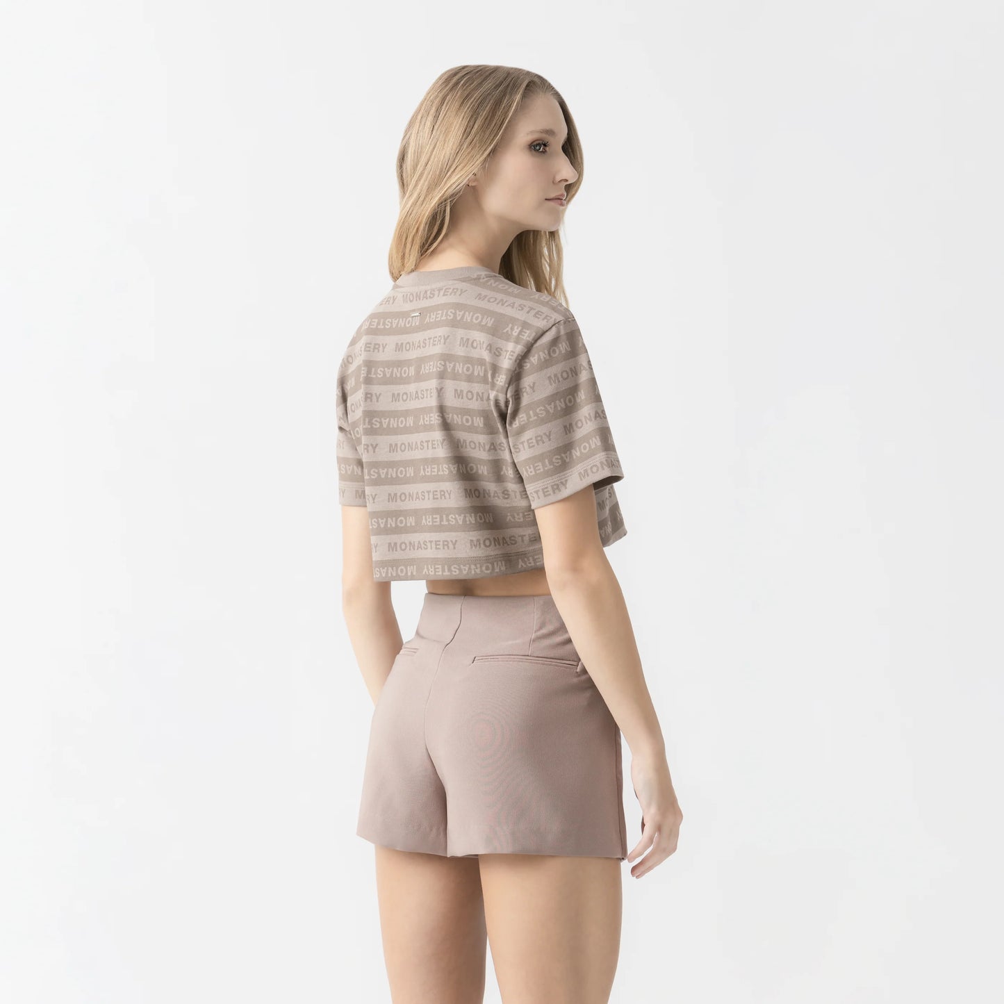 ASH CROP TOP TAUPE GRAY MONASTERY