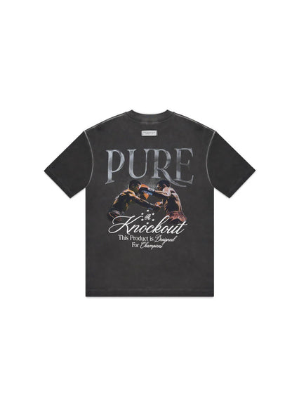 CAMISETA OVERSIZE KNOCKOUT BLACK FIGTH NEGRA LAVADA